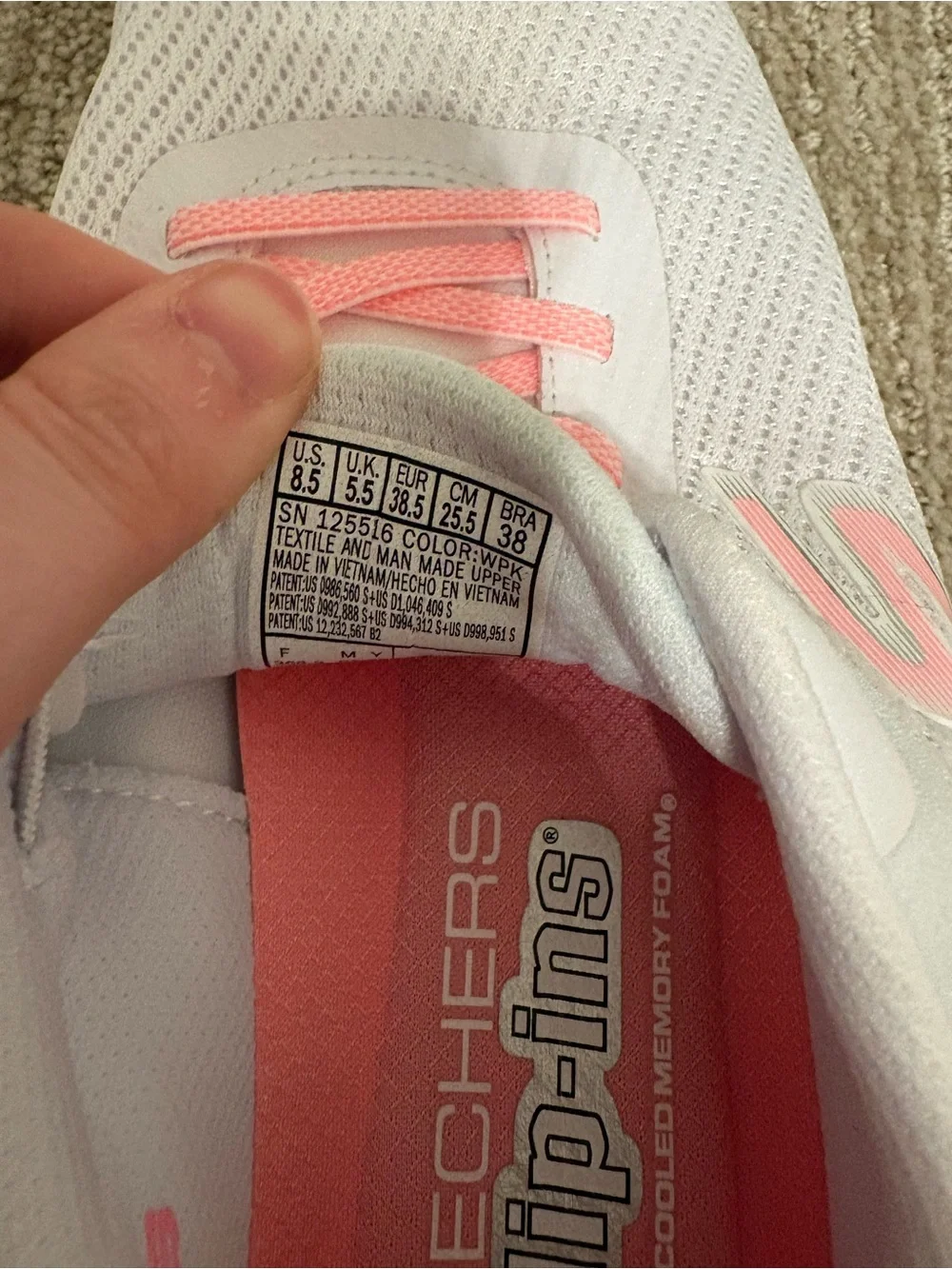 Skechers Women's White Athletic Sneakers with Pink Accents
